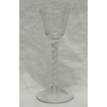 18TH OR EARLY 19TH CENTURY GLASS WITH AIR TWIST STEM 17CM Condition Report: