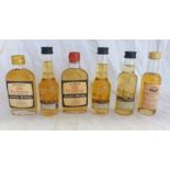 OLD PULTENEY SINGLE MALT WHISKY MINIATURES INCLUDING 8 YEAR OLD 70% PROOF,