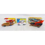 THREE FILM/TV RELATED MODEL VEHICLES IN REPRODUCTION BOXES INCLUDING BAT BOAT & TRAILER "THE