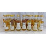 VARIOUS CASK SINGLE MALT WHISKY MINIATURES INCLUDING GLENBURGIE 24 YEAR OLD 61.