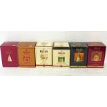 6 BELLS CHRISTMAS DECANTERS: 1995, 1996, 1997, 1998, 1999,