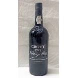 ONE BOTTLE OF CROFT 1977 VINTAGE PORT