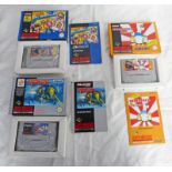 THREE NINTENDO SNES GAMES INCLUDING HEBEREKES POPOON, SUPER BOMBERMAN & CYBERNATOR.