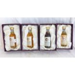 4 VINTAGE SIGNATORY SINGLE MALT WHISKY MINIATURES IN PRESENTATION BOXES INCLUDING ISLE OF JURA 30