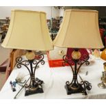 PAIR OF WROUGHT IRON TABLE LAMPS