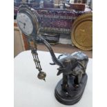 METAL ELEPHANT ARTS & CRAFTS STYLE MANTLE CLOCK