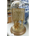 BRASS ANNIVERSARY CLOCK WITH GLASS DOME