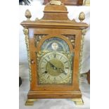 WALNUT MANTLE CLOCK WITH GILT METAL MOUNTS AND MOON PHASE DIAL Condition Report: