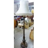 EARLY 20TH CENTURY MAHOGANY STANDARD LAMP WITH DECORATIVE BASE & REEDED COLUMN