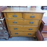 20TH CENTURY OAK CHEST OF 2 SHORT OVER 3 LONG DRAWERS