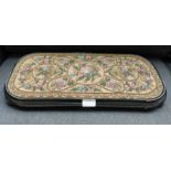 VICTORIAN OVAL GLASS BEAD TAPESTRY TRAY