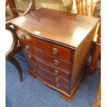 20TH CENTURY WALNUT 5 DRAWER CHEST WITH SHAPED FRONT & BRACKET SUPPORTS