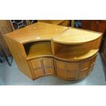 2 TEAK CORNER UNITS WITH PANEL DOORS Condition Report: Made by Nathan.