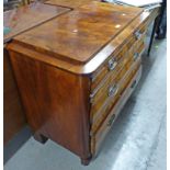 19TH CENTURY WALNUT CHEST OF 3 DRAWERS ON TURNED SUPPORTS