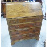 EARLY 20TH CENTURY MAHOGANY BUREAU WITH FALL FRONT OVER 4 DRAWERS ON BRACKET SUPPORTS