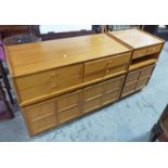 20TH CENTURY TEAK SIDEBOARD WITH 4 SHORT DRAWERS OVER 2 PANEL DOORS & ONE OTHER TEAK CABINET