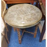 EASTERN BRASS CIRCULAR TABLE ON BARLEY TWIST SUPPORTS