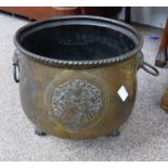 19TH CENTURY BRASS COAL BUCKET ON CLAW SUPPORTS