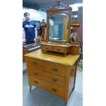 EARLY 20TH CENTURY DRESSING TABLE WITH 4 DRAWERS & SHAPED SUPPORTS