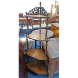 LATE 19TH CENTURY INLAID ROSEWOOD 4 TIER WHAT-NOT ON TURNED SUPPORTS