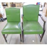 SET OF 8 19TH CENTURY MAHOGANY FRAMED DINING CHAIRS WITH GREEN UPHOLSTERY