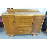 20TH CENTURY OAK SIDEBOARD WITH 4 DRAWERS & 2 PANEL DOORS