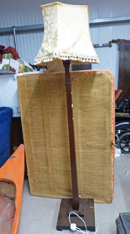 MAHOGANY STANDARD LAMP WITH SQUARE COLUMN ON SQUARE BASE