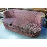EARLY 20TH CENTURY ART DECO WALNUT FRAMED SETTEE WITH CURVED SIDES