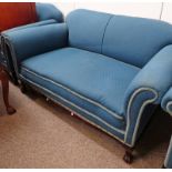 EARLY 20TH CENTURY OVERSTUFFED SETTEE ON BALL & CLAW SUPPORTS