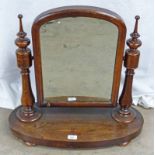 19TH CENTURY MAHOGANY DRESSING TABLE MIRROR WITH TURNED SUPPORTS