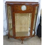 20TH CENTURY WALNUT DISPLAY CASE WITH INSET SMITHS CLOCK