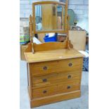 EARLY 20TH CENTURY MAHOGANY DRESSING CHEST OF 3 DRAWERS ON PLINTH BASE