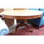 MAHOGANY CIRCULAR BREAKFAST TABLE ON CENTRE PEDESTAL WITH CARVED SPREADING SUPPORTS