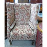 19TH CENTURY WING ARMCHAIR ON SQUARE SUPPORTS