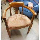 LATE 19TH CENTURY OAK CAPTAINS CHAIR ON SQUARE SUPPORTS