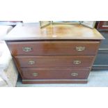EARLY 20TH CENTURY WALNUT CHEST OF 3 DRAWERS ON PLINTH BASE