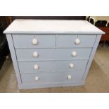 19TH CENTURY PAINTED CHEST OF 2 SHORT OVER 3 LONG DRAWERS ON PLINTH BASE Condition