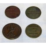 4X 18TH CENTURY FARTHINGS FROM GLASGOW AND RUTHERGLEN