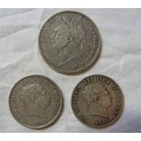 TWO 1818 BRITISH GEORGE III HALF CROWN COINS,