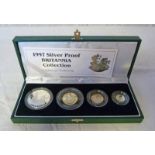 BRITANNIA COLLECTION OF 4 COIN 1997 SILVER PROOF SET WITH ISSUE CERTIFICATE