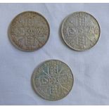THREE BRITISH QUEEN VICTORIA DOUBLE FLORIN COINS (1887, 1889,