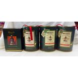 4 BELLS CHRISTMAS DECANTERS: 1989, 1990, 1991 & 1992 ALL BOXED/TINNED.