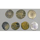 7X 14TH CENTURY COINS OF THE SARBADAR DYNASTY INCLUDING DIRHAM COINS AND FALS FROM THE REIGN OF