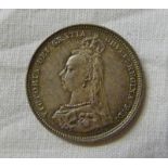1887 BRITISH QUEEN VICTORIA SHILLING COIN,