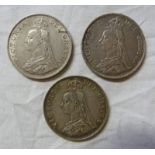 THREE VICTORIA DOUBLE FLORINS (1887, 1889,