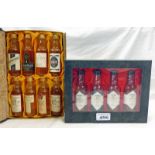 BOXED SET SCOTTS SELECTION WHISKY MINIATURES & 8 BOXED WHISKY MINIATURES INCLUDING CONNOISSEUERS