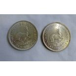 TWO KING GEORGE VI SOUTH AFRICAN 5 SHILLING COINS (1950,