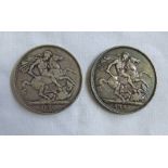 TWO QUEEN VICTORIA CROWNS (1887,