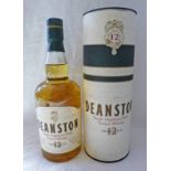 1 BOTTLE OF DEANSTON 12 YEAR OLD SINGLE MALT WHISKY IN TUBE, 700ML,