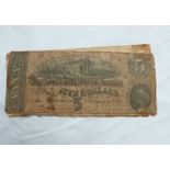 1864 CONFEDERATE STATES OF AMERCIA FIVE DOLLAR NOTE